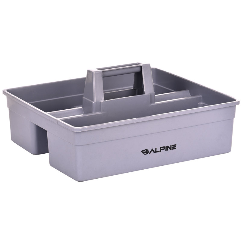 Alpine Industries Plastic Cleaning Caddy 3 Compartment Mop Bucket